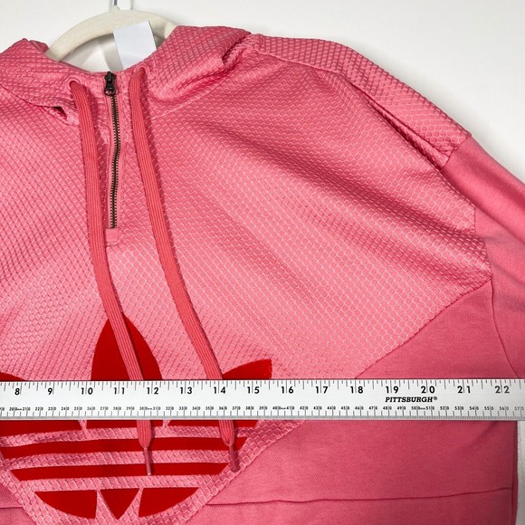 Adidas Women's Clrdo Hooded Sweatshirt Pink Long Sleeve Logo Pullover Size Small - Picture 4 of 9